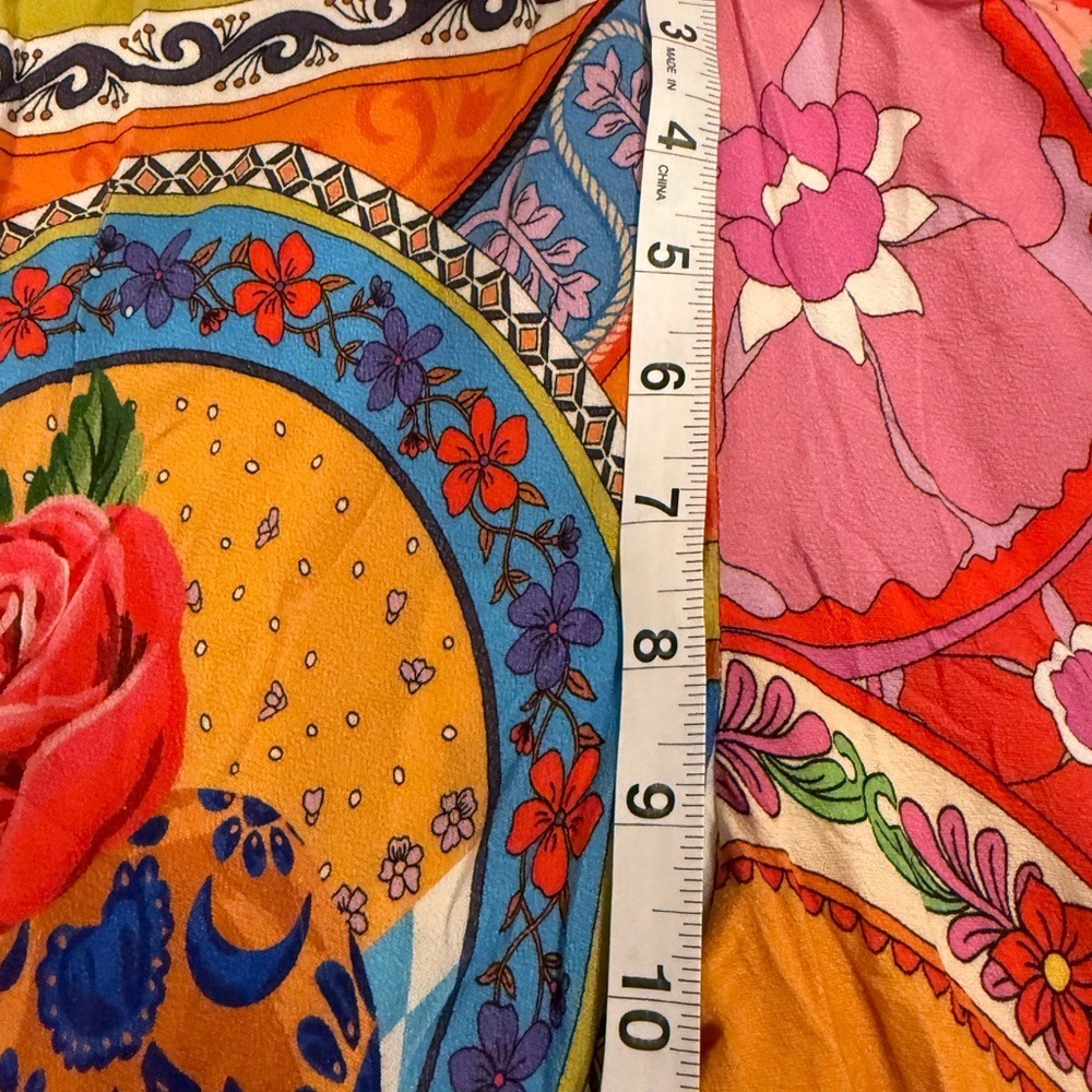 Spell NWT Aphrodite Bias Pant Rose Floral Wide Leg Trousers Pink Orange M - Picture 10 of 12